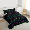 thumbnail image 3 of Manfei Kawaii Stripe Kitten Queen Comforter Set,Cartoon Cat Bedding Sets,Blue Purple Black Bedding Comforter Set For Girls Boys,Ultra Soft Home Decor Reversible,3-Piece, 3 of 8