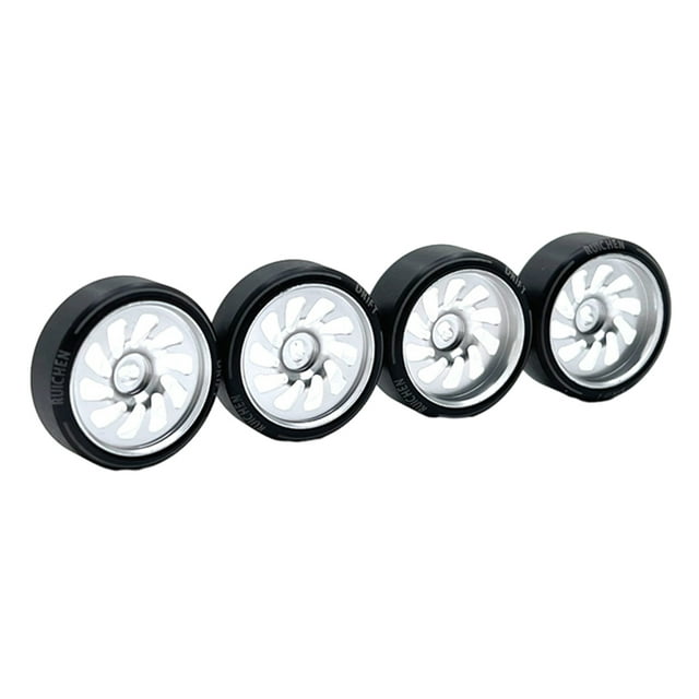 Wweixi 4pcs 27mm Drift Tire Metal Wheel Rim Compatible With 1/28 Wltoys K969 RC Replacement Accessories RC Car Upgrades silver 1Set