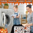thumbnail image 6 of 3 Pack Halloween Ghost Basket with Handles, Collapsible Large Canvas Storage Baskets, Spooky Skull Pumpkin Cat Foldable Storage Box with Handles Organizer Bins for Bedroom Home Office, 6 of 7