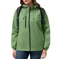 thumbnail image 4 of Rain Jacket Women Striped Lined Hooded Lightweight Raincoat Outdoor Waterproof Windbreaker, 4 of 6