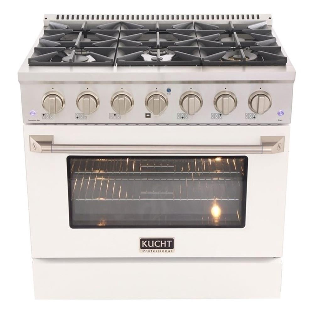 Pemberly Row 36" 5.2 cu. ft Dual Fuel Range Natural Gas Sealed Burners in White