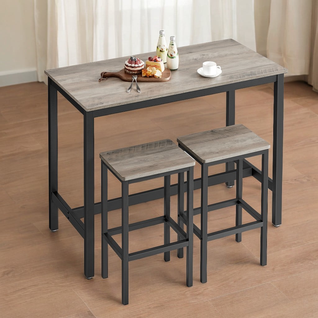直接取引 VASAGLE Industrial Bar Table Set VASAGLE Bar Table Set, Bar Table with 2 Bar Stools, Dining table
