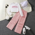 thumbnail image 4 of Auroural girls clothes size 6 outfits Children's Youth Casual Versatile Letter Printed Long Sleeved Top And Work Pants Two-piece Set For Kids, 4 of 5