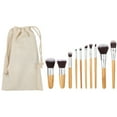 thumbnail image 1 of Kit de cepillos de cosméticos de fibra sintética Premium con mango de bambú profesional del sistema de brochas de maquillaje 10 Uds, 1 of 11