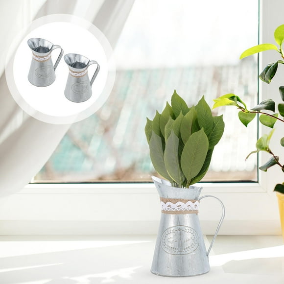 Hytrove 2Ud Jarras Vintage De Hierro Shabby Chic En Color Para Plantas Y Flores