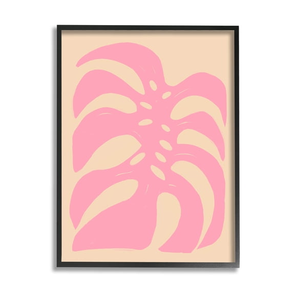 Stupell Industries Pink Tropical Leaf Shape Graphic Art Black Framed Art Print Wall Art, Design by Birgit Maria Kiennast