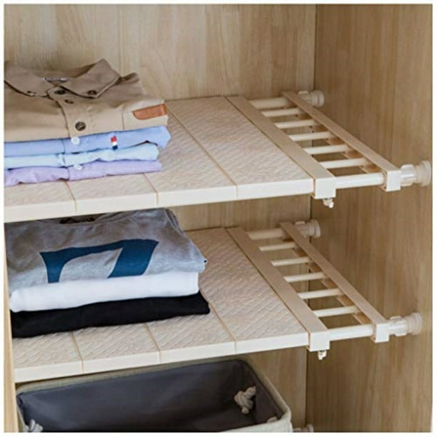 Hyfanstr Adjustable Storage Rack Expandable Separator Shelf For Wardrobe Cupboard Bookcase Compartment Collecting Length 20 9 35 Width 11 8 Khaki Com Hyfanstr Adjustable Storage Rack, Adjustable Storage Shelves
