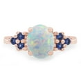 thumbnail image 2 of White Opal & Blue Sapphire In 14k Rose Gold Over Sterling Silver Oval & Round Cut Ring Jewelry For Womens Ring Size-6, 2 of 3