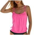 thumbnail image 3 of COMVALUE Women Tankini Swimsuit Tummy Control Blouson Bathing Suits Thin Swim Tank Top Only (Pink, S), 3 of 7