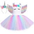 thumbnail image 3 of Vestido de tul con tutú de unicornio y princesa para niñas, con flores pastel, para fiesta de cumpleaños de niñas, disfraces de Halloween para niños, 3 of 5