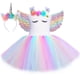 thumbnail image 3 of Vestido de tul con tutú de unicornio y princesa para niñas, con flores pastel, para fiesta de cumpleaños de niñas, disfraces de Halloween para niños, 3 of 5