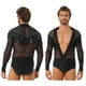 thumbnail image 3 of Traje de baile latino Samba de salón para hombre, Body con diamantes de imitación brillantes, cuello en V, malla transparente, Ropa de baile de Tango y Rumba de manga larga, 3 of 5