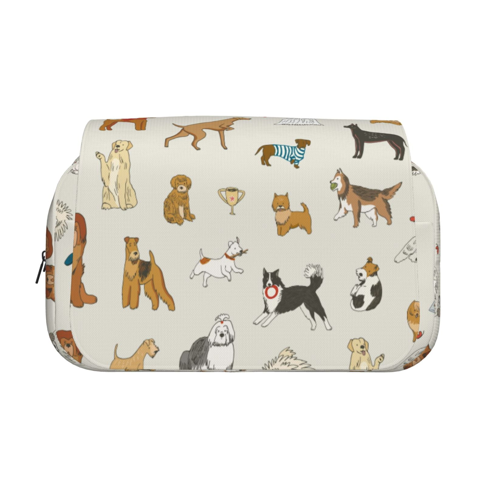 Rateoe Dogs Funny Pets Pattern Double Clamshell Pen Case, Storage Organizer with Two Zipper Compartments– Holds Up to 50 Pencils & Pens