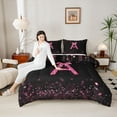 thumbnail image 4 of Manfei Letter Monogrammed Bow A Bedding Comforter Set 2pcs for Boys Girls,Bling Glitter Twin Comforter Sets Microfiber,Dreamy Princess Breathable Bedding Set,Lightweight Room Decor,Reversible, 4 of 8