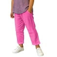 thumbnail image 2 of HAOTAGS Boys Cotton - Linen Pants Solid Color Elastic Waist Loose Fit Summer Trousers Hot Pink Size 10/11, 2 of 7
