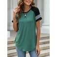 thumbnail image 6 of SAYFUT Women Tunic Tops Blouse Short Sleeve Asymmetric Hem Shirts Summer Fashion Round Neck T-shirt for Ladies Junior Side Irregular Hem Tee Tops, Black/Green, S-2XL, 6 of 6