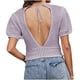 thumbnail image 4 of Fiudx Ofertas y Liquidaciones Blusa Cómoda de Punto Elástico Informal Sólida con Cuello En V y Manga Corta para Mujer a La Moda, 4 of 4