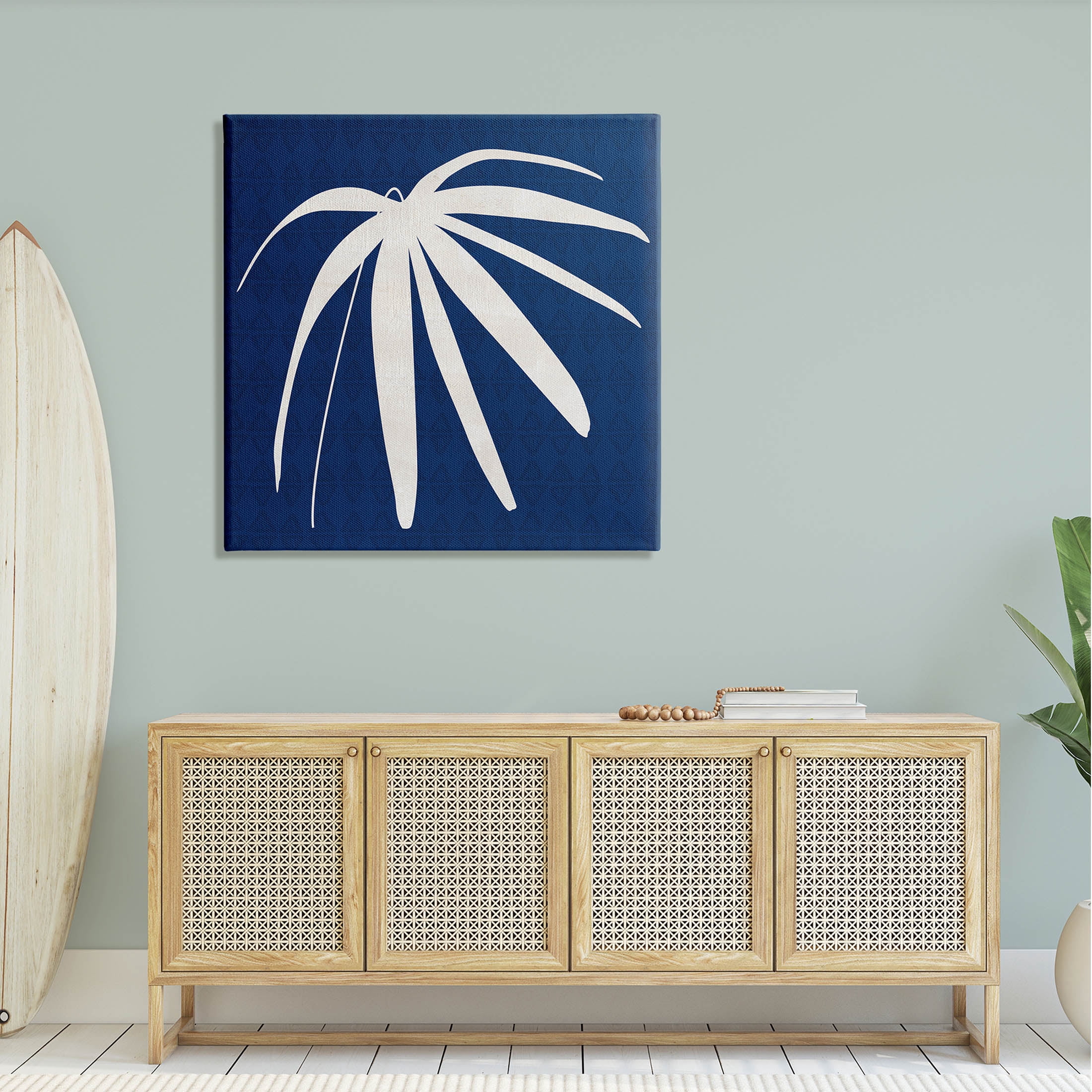 Stupell Industries Modern Plant Leaf Blue Palm Graphic Art Gallery Wrapped Canvas Print Wall Art, Design by Susan Jill