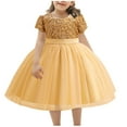 thumbnail image 2 of NAISIBABY Girls Princess Dress, Red Sequin Mesh Wedding Dress Kids Birthday Party Dress Beige 4T, 2 of 4