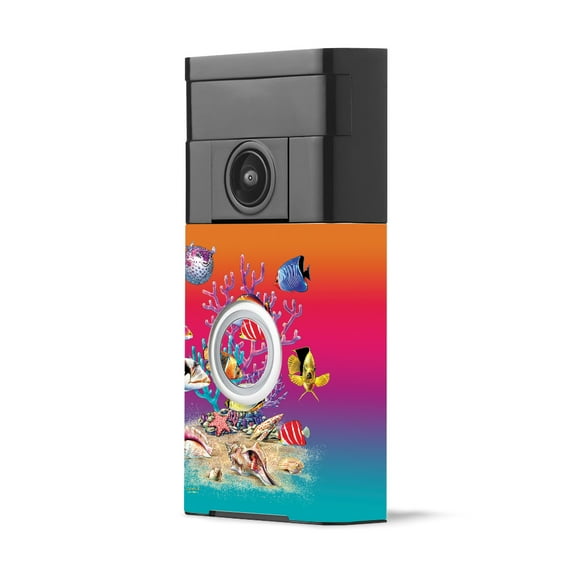 Skin Decal Wrap Compatible With Ring Video Doorbell Sticker Design Coral Garden