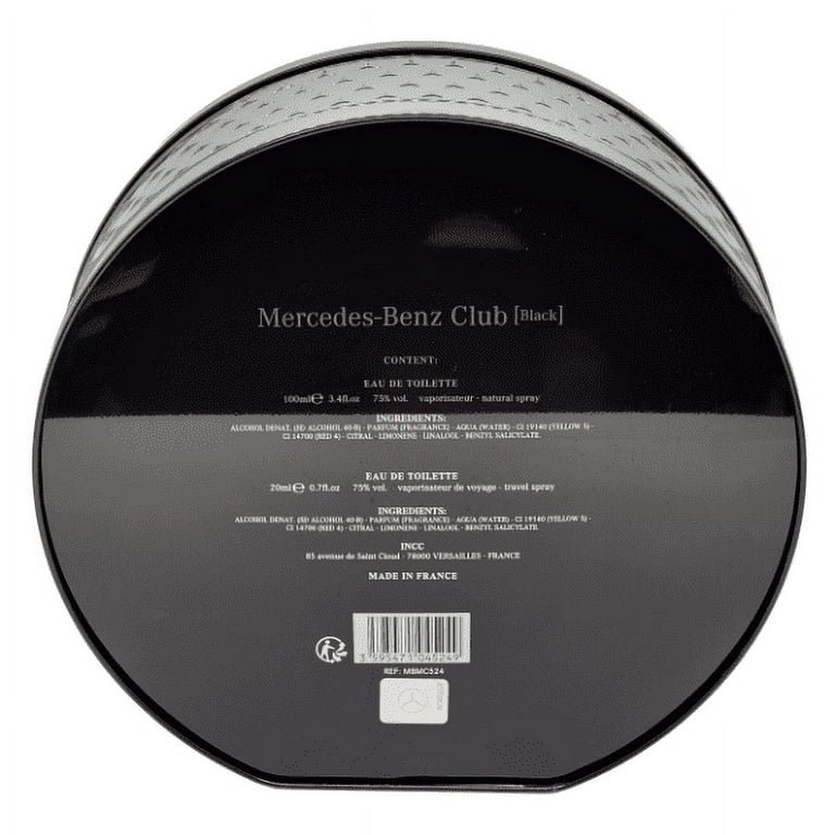 Mercedes Benz Club Black 3.4 oz Eau De Toilette and 20 ml Mini Travel Spray  2 Piece Gift Set 