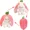 Pink 23cm (9") Strawberry, variant on Bunny Plush Toy in Strawberry or Carrot Costume Cute Stuffed Animal for for Girlfriend Cozy Room Decor