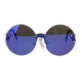 thumbnail image 2 of Color Mirror Round Shield Retro Circle Lens Hippie Sunglasses Blue, 2 of 4