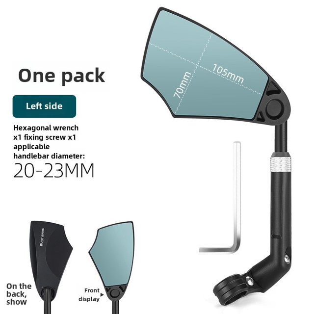 Adjustable Unisex Bike Rearview Mirror for Mountain Biking - Shock-Resistant, Reflective Safety Accessory with Customizable Position, Ideal for Night Rides, Essential Cycling Gear (Left Side, One