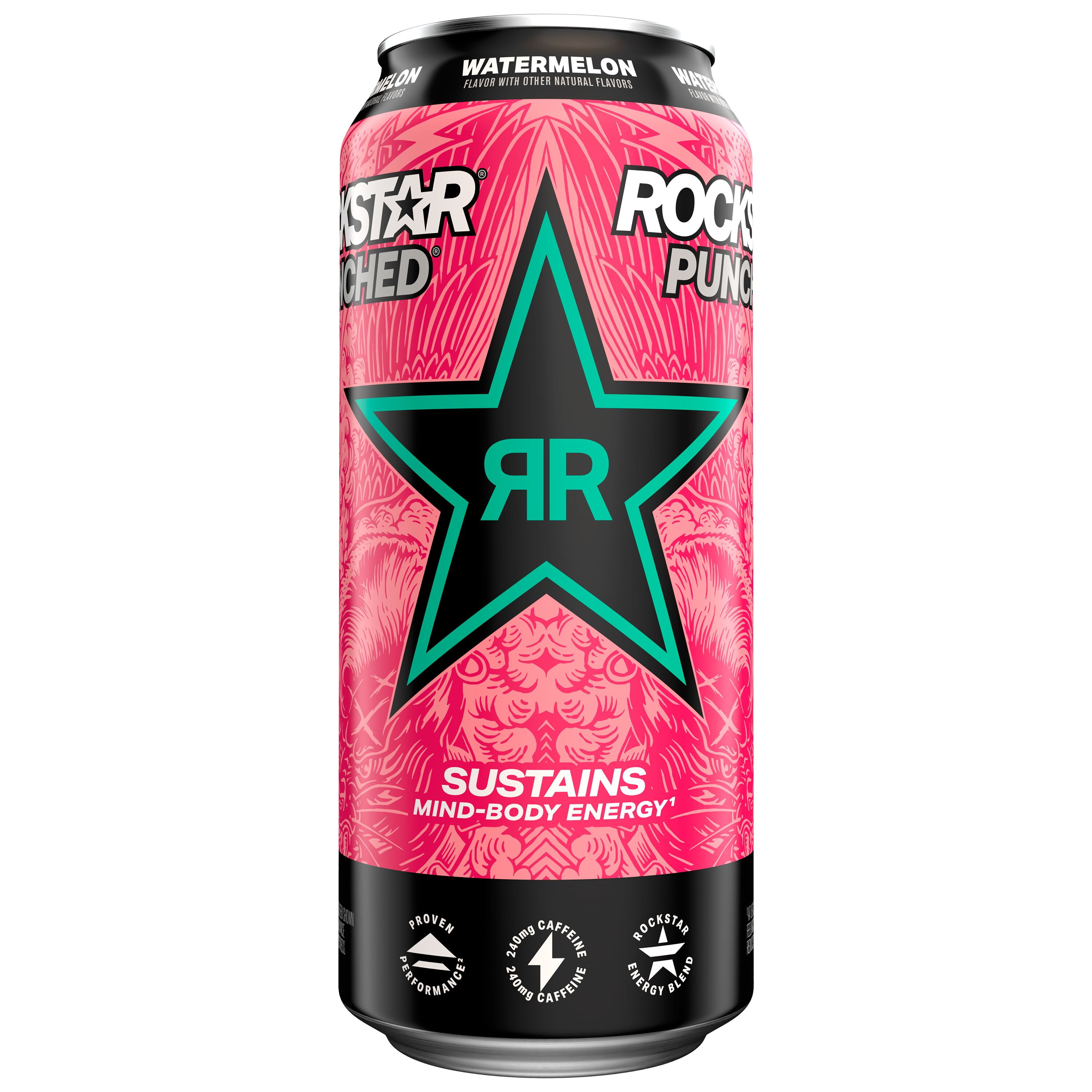 (4 pack) Rockstar Punched Watermelon Energy Drink, 16 fl oz, 1 Count Can
