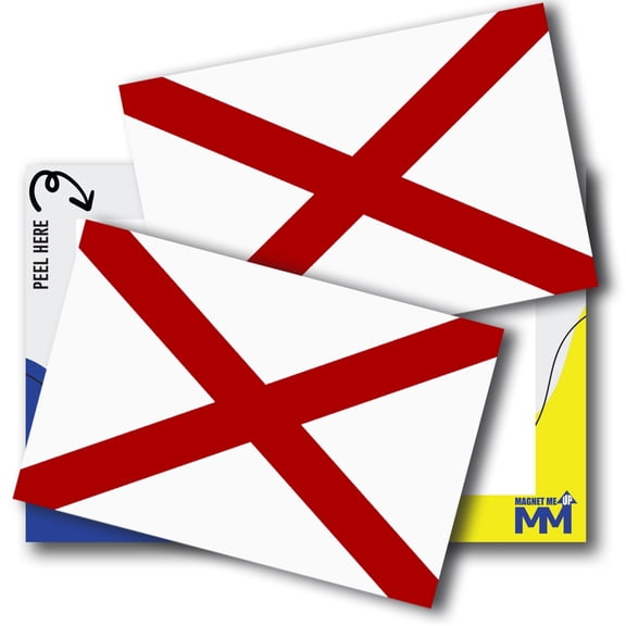 Magnet Me Up Alabama Flag Bumper Sticker - 3x5" 2 Pack Crimson Cross Car Decal