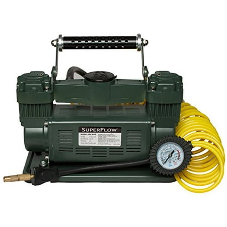 - Superflow MV-89G Dual 12 Volt Air Compressor, for Larger Tires, with 24' Coil Hose & 3 Adapters