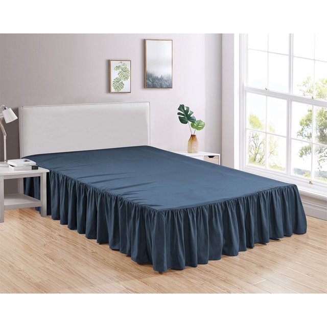 Legacy Decor Bed Skirt Dust Ruffle 100% Brushed Microfiber with 14” Drop, King Size Navy Color