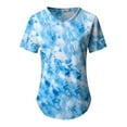 thumbnail image 6 of Plus Size Tops for Women V Neck Tie Dye Loose Fit Blouses Dressy Casual Lightweight Short Sleeve Tee Shirts Tunic Tops, 6 of 7