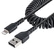 thumbnail image 1 of Cable StarTech RUSB2ALT1MBC USB a Lightning de 1 m, enrollado, negro, 1 of 7