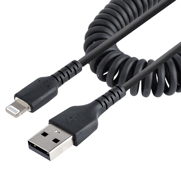 Cable StarTech RUSB2ALT1MBC USB a Lightning de 1 m, enrollado, negro