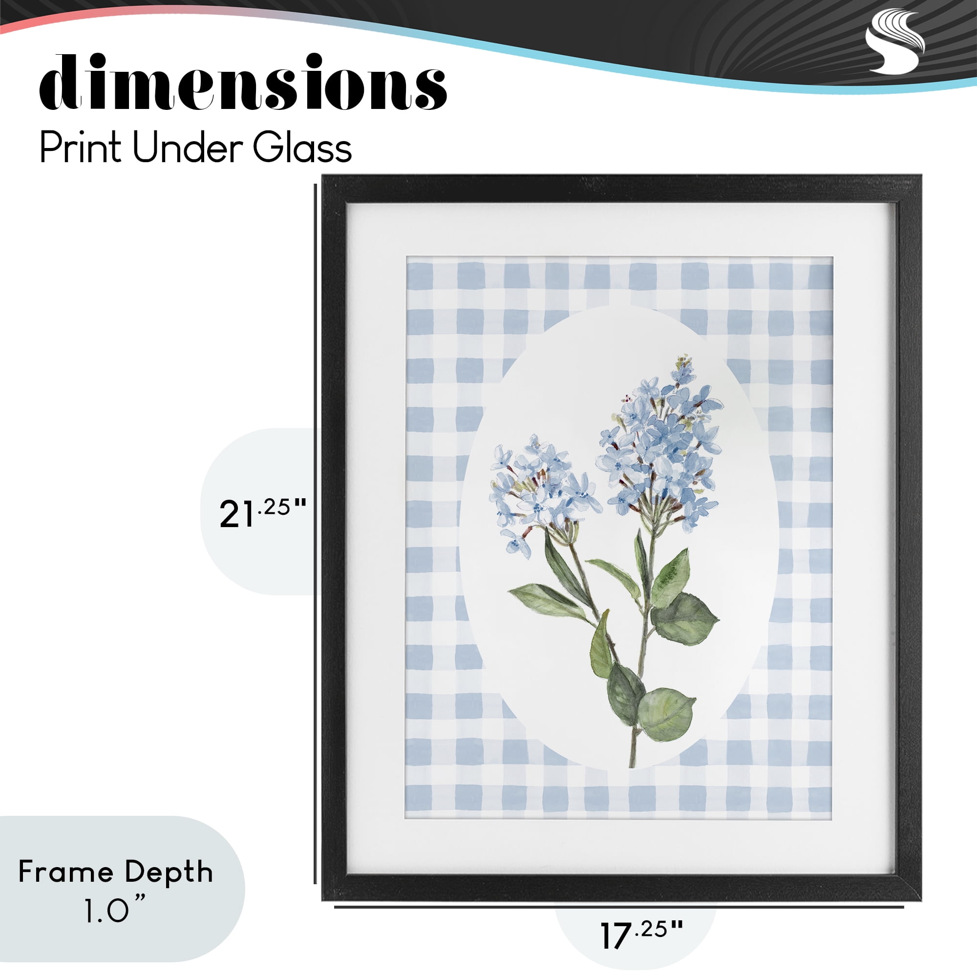 Stupell Industries Blue Checkered Blooms Black Framed Print Under Glass, design by Lanie Loreth