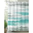 thumbnail image 2 of Turquoise Gray White Shower Curtain Set, Waterproof Shower Curtains for Bathroom, Country Abstract Ombre Mottled Washable Fabric Cloth Bath Curtain for Bathtub Decoration with Hooks 66x72 Inches, 2 of 6