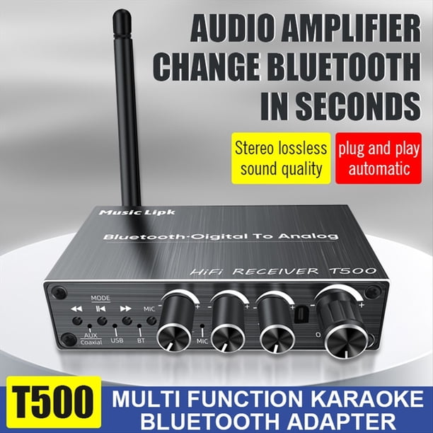 Receptor de Audio Bluetooth 5.3 Convertidor Digital A Analógico Adaptador Inalámbrico de Karaoke AUX/Coaxial/USB U-Disk de 3,5 mm