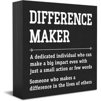 Zomyto 7x7 inches Difference Maker Thank You Gifts Office Decor Funny Inspirational Desk Decor Coworker Gifts Boss Day Retirement Rustic Wooden Box Sign Black