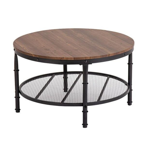 Ubesgoo Rustic Round Coffee Table With, Rustic Round Coffee Table With Storage