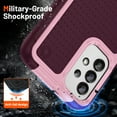 thumbnail image 4 of Nalacover Samsung Galaxy A32 4G Case, Heavy Duty 3 in 1 Rugged Shockproof Rugged Silicone Hybrid Hard PC Soft TPU Bumper Camera Raised Drop Protective Girls Women Boy Men Phone Covers, Rose, 4 of 8