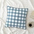 thumbnail image 4 of LNWH Decorative Pillow Covers, Blue Gingham Print Square Sofa Decorative Knit Pillow Case, 20"x20", 4 of 8