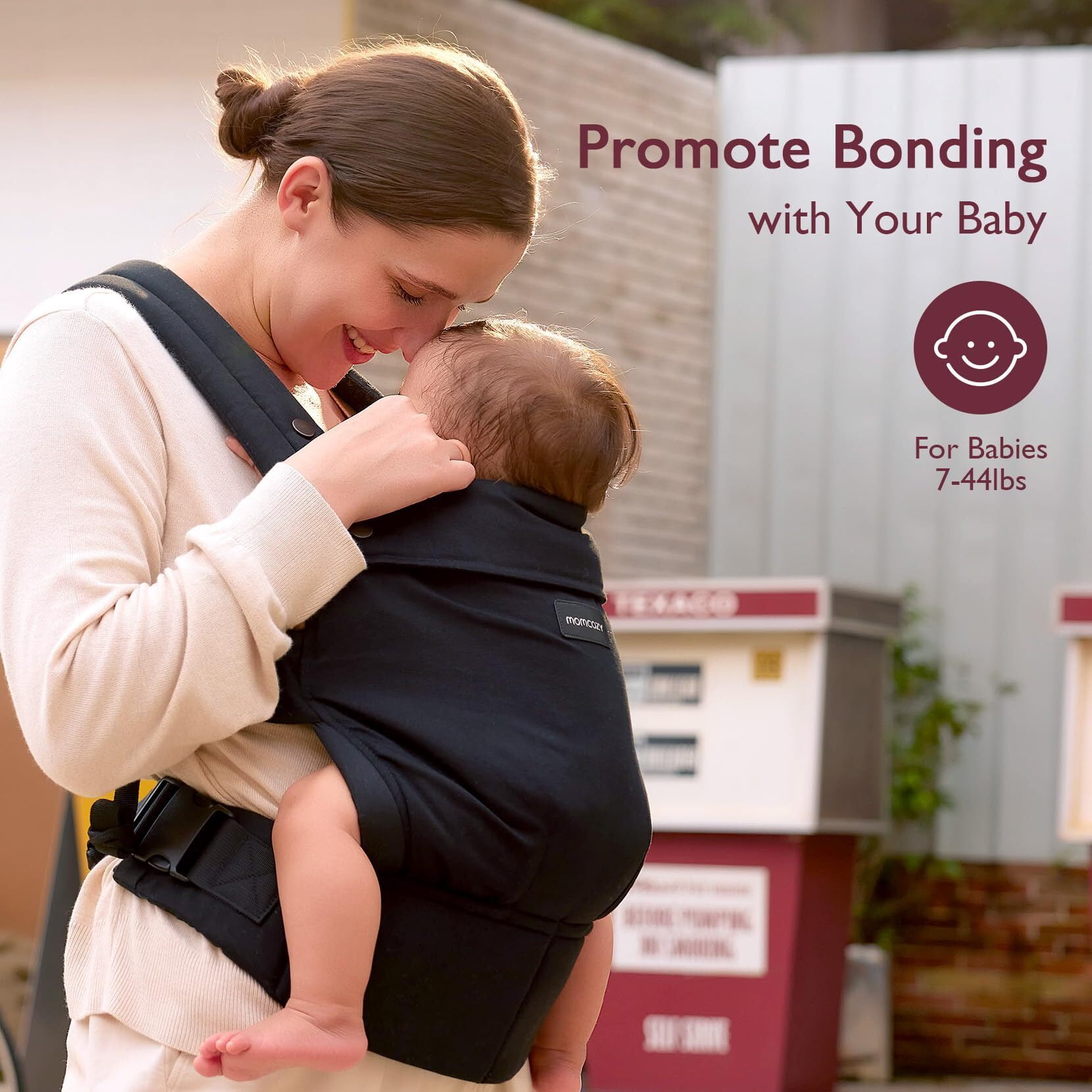 Momcozy Baby Carrier for Newborn to Toddler - Ergonomic, Comfortable and Lightweight for Babies 7-44 lbs, Easy to Wear, Hands Free, Enhanced Lumbar Support