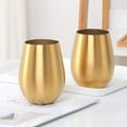 thumbnail image 4 of Nvzi Father's Day Gift Mingcheng 17 oz Stainless Steel Stemless Wine Glass, Outdoor Portable Wine Tumbler for the Pool, Camping, Cookouts, Travel - Set of 2 Metal Drinking Cups(Gold), 4 of 5
