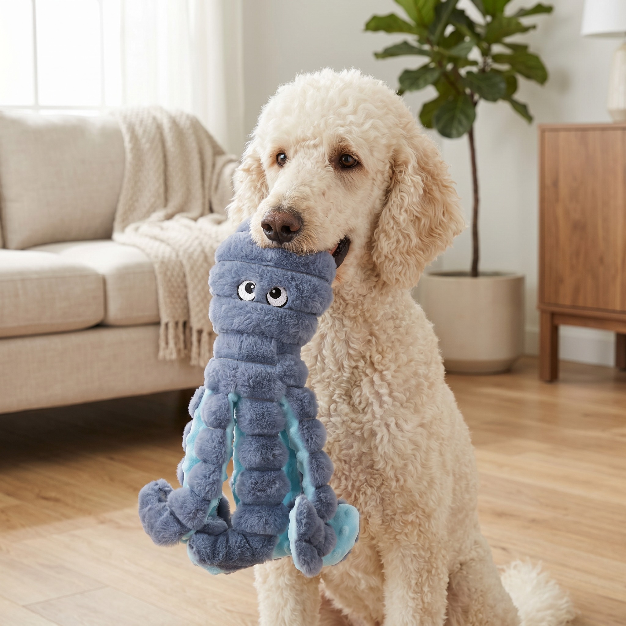 Vibrant Life Gray Octopus Plush Dog Toy with Squeaker photo 3