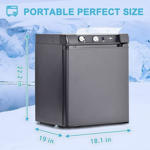 Smad 3-Way Propane Refrigerator 1.4 Cu ft 3 Way Caravan RV Camper Gas Fridge 110V LPG