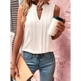 thumbnail image 4 of Sleeveless Shirts for Womens Fashion 2025 Basic Tank Tops Pleated Drape Dressy Tops Summer Outfits White XXL, 4 of 5