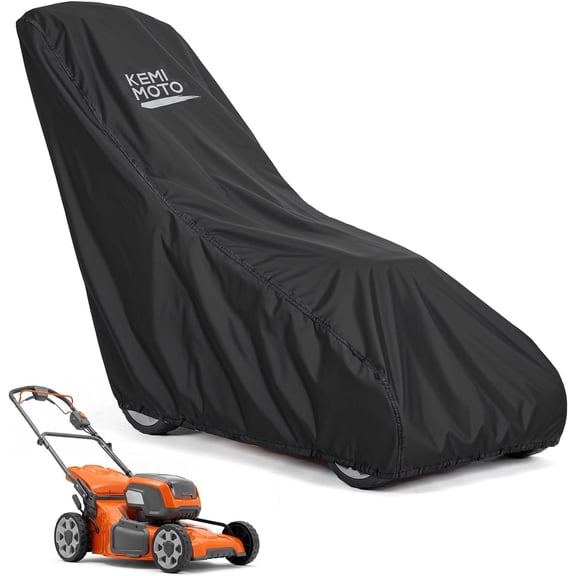 KEMIMOTO Walk Behind Lawn Mower Cover with Windproof Buckle, Lightweight & Breathable 210D Push Mower Cover, Fit for Most Push Lawnmowers