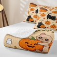 thumbnail image 4 of Manfei Cute Halloween Cat Quilt Full, Pumpkin Ghost Full Bedspread Sets, Orange Beige, 3-Piece, 1 Coverlet and 2 Pillowcases, 4 of 7