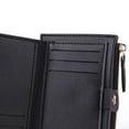 thumbnail image 3 of Bolso Cartera de cuero de PU con tarjetero de múltiples ranuras de color sólido a la moda para mujer (negro), 3 of 7